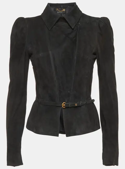 Gucci Black Suede Zip-Up Jacket M