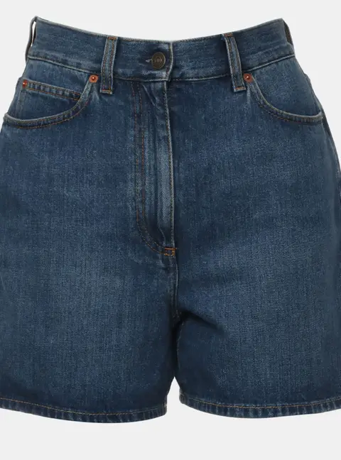 Gucci Denim Shorts with Horsebit Details Waist 26