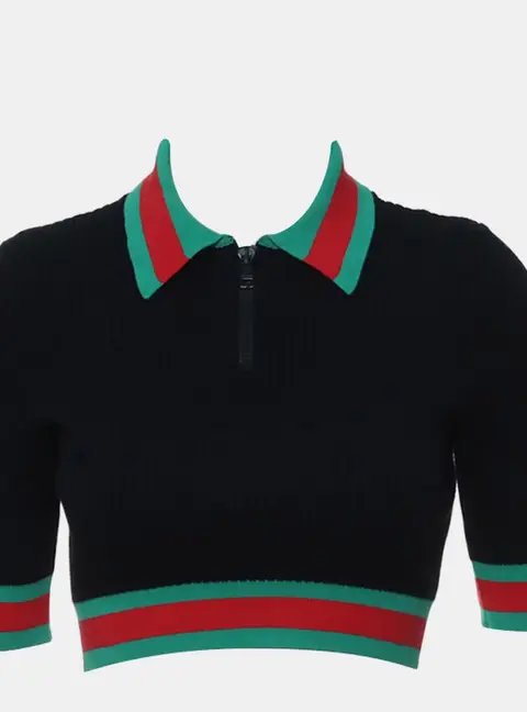Gucci Viscose Cropped Polo Shirt