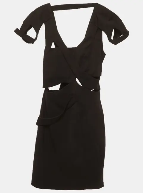 Gucci Black Silk Cut Out Mini Dress S