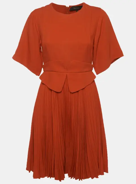 Gucci Orange Sateen Plisse Short Dress S