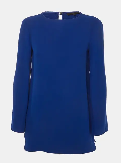 Gucci Blue Silk Flared Sleeve Blouse M
