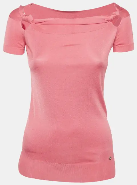 Gucci Pink Jersey Knit Short Sleeve Top S
