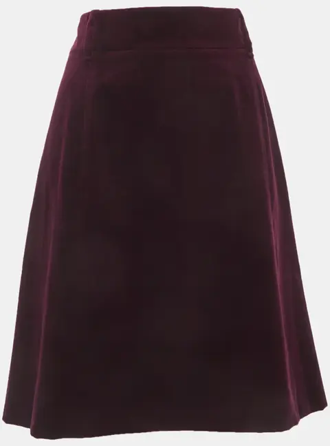 Gucci Burgundy Velvet Zip Up Knee Length Skirt M