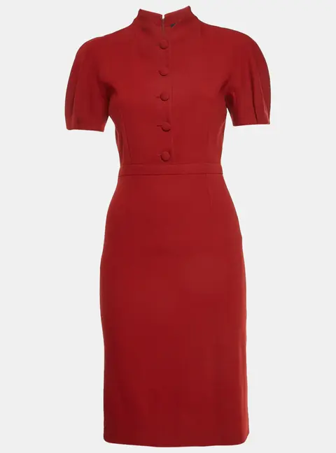 Gucci Red Wool Dolman Sleeve Shift Dress S