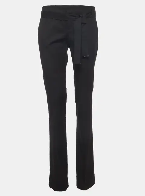 Gucci Black Gabardine Belted Trousers S