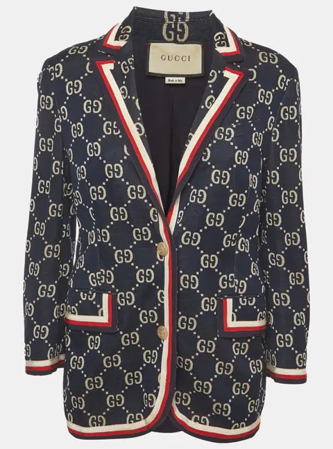 Gucci Blue GG Jacquard Blazer M