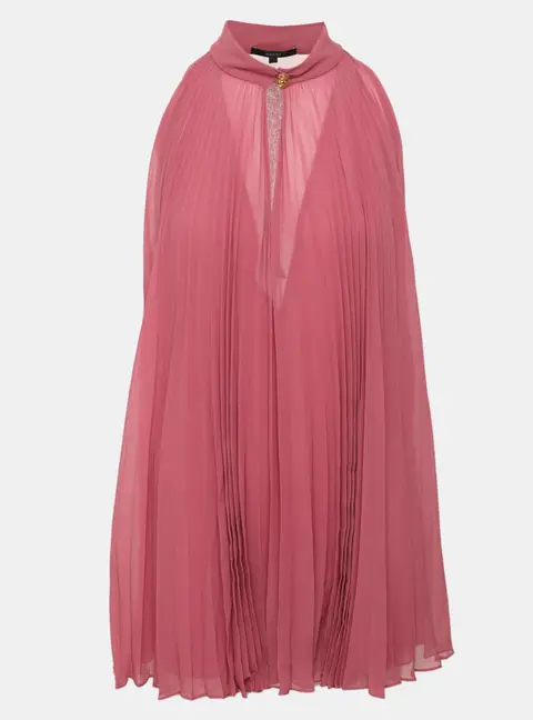 Gucci Pink Pleated Chiffon Halterneck Top M