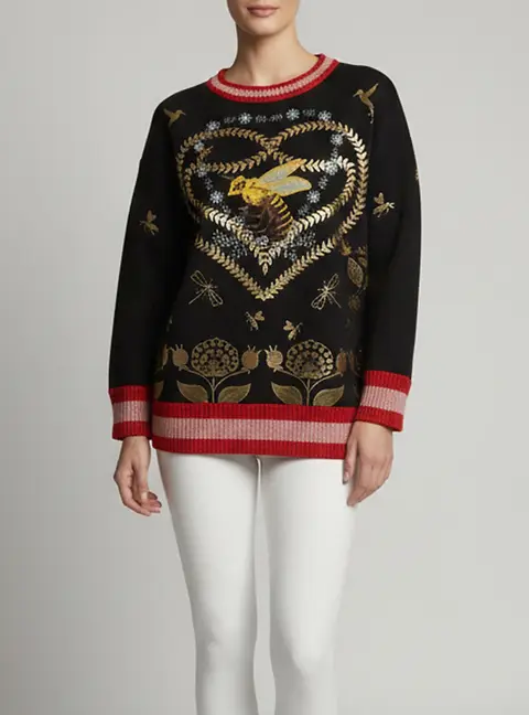 Gucci Black Printed Jersey Long Sleeve Sweatshirt M