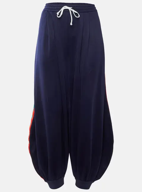 Gucci Navy Blue Web Stripes Technical Jersey Balloon Leg Pants M