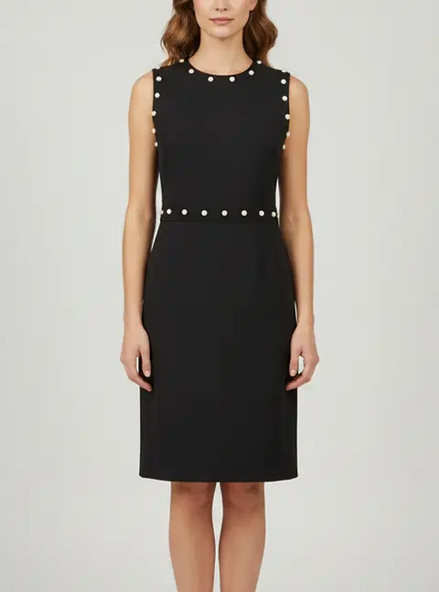Gucci Black Pearl Embellished Wool Blend Mini Dress M