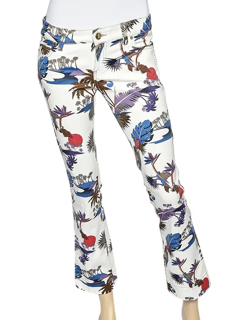 Gucci Off - White Tropical Printed Cotton Pants S