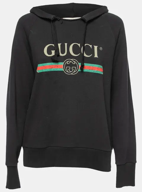 Gucci Black Cotton Blind For Love Embroidered Hoodie XS