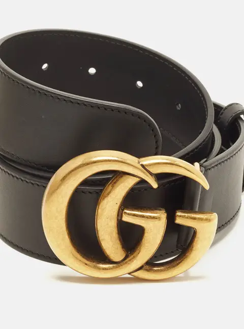 Gucci GG Marmont 85 CM Buckle Belt Black Leather