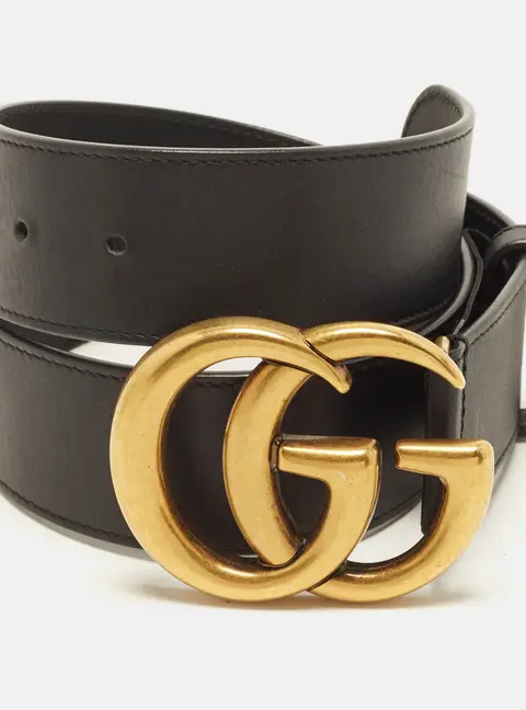 Gucci GG Marmont 70 CM Buckle Belt Black Leather