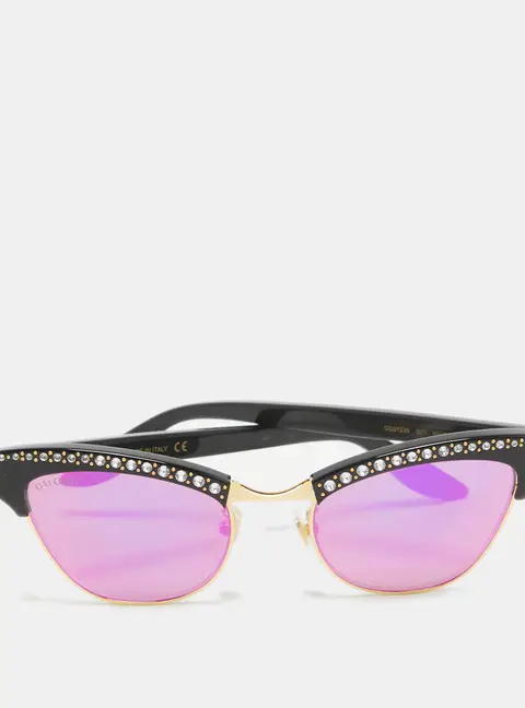 Gucci Black/Green Mirrored GG0153S Crystal Clubmaster Sunglasses