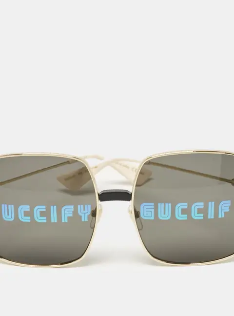 Gucci Black/Gold Tone GG0414S Guccify Square Sunglasses