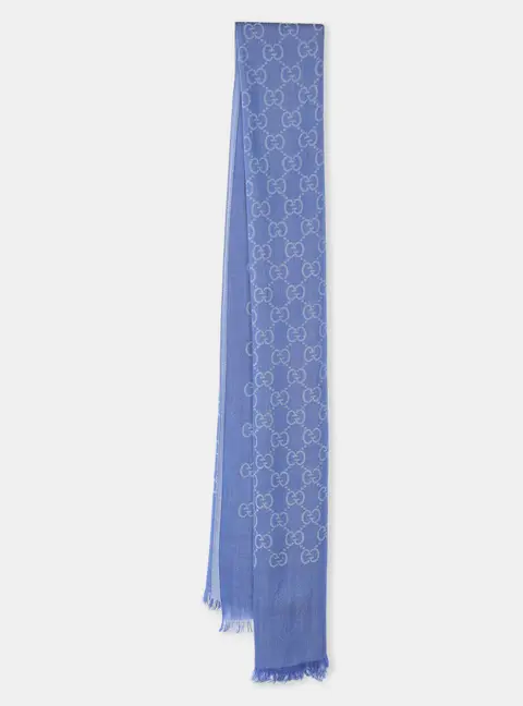 Gucci Blue GG Wool Scarf