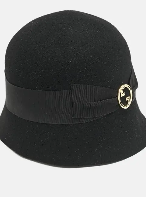Gucci Black Rabbit Felt GG Bucket Hat M