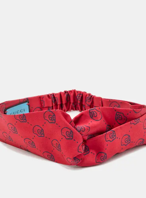 Gucci Red GG Hamlet Silk Duchesse Headband
