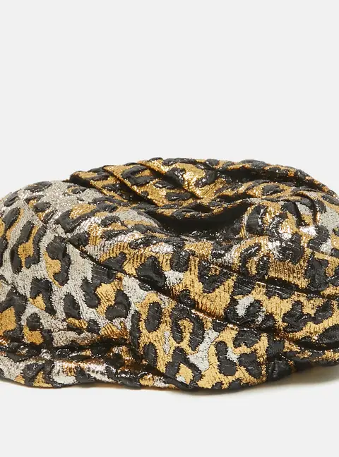 Gucci Metallic Leopard Pattern Lam&eacute; Turban Headband M