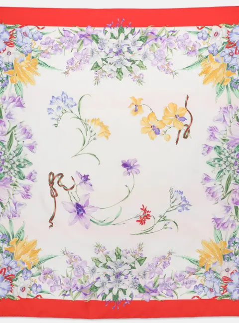Gucci Multicolor Floral Print Silk Scarf