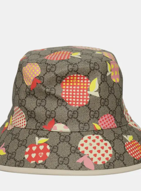 Gucci Brown GG Supreme Les Pommes Bucket Hat