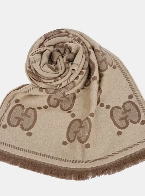 Gucci GG Beige/Brown Jacquard Muffler