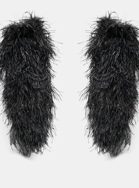 Gucci Black Slip On Feather Arm Warmers S/Size 7