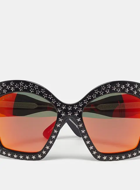 Gucci Black/Orange Mirrored GG3870/S Star Studded Butterfly Sunglasses