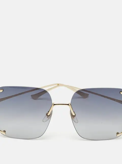 Gucci Grey/Gold Tone Gradient GG0646S Rimless Square Sunglasses