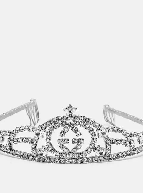 Gucci GG Crystals Silver Tone HairBand