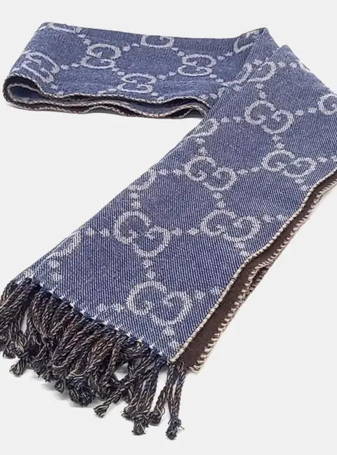 Gucci  Blue Brown Wool  Scarf