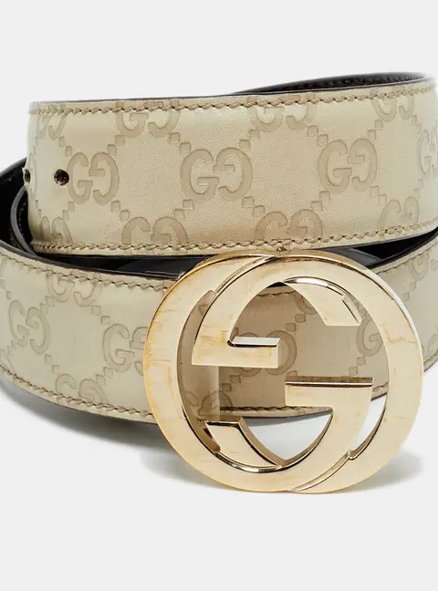 Gucci Interlocking G 85CM Off White Guccissima Leather