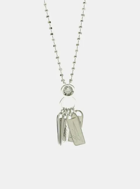 Gucci Plate Tag Diamond Necklace 18K White Gold Pendant Necklace