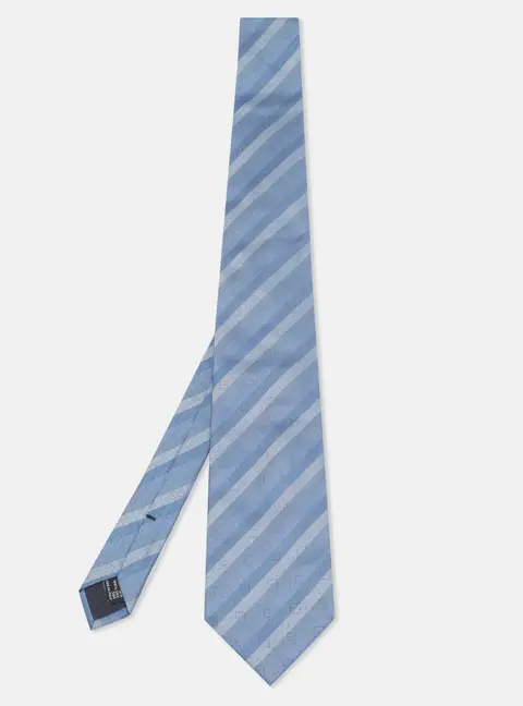Gucci Blue Striped Silk Traditional Tie