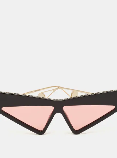 Gucci Black/Pink GG0430S Crystal Geometric Sunglasses