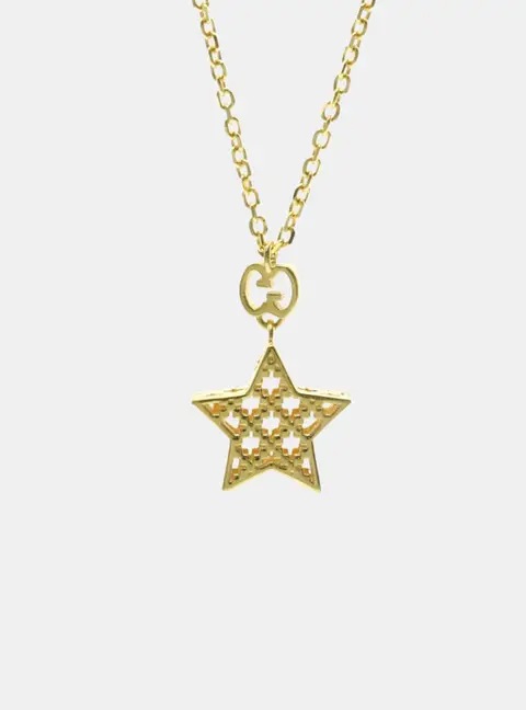 Gucci 18k Yellow Gold Diamantissima Star Pendant Necklace
