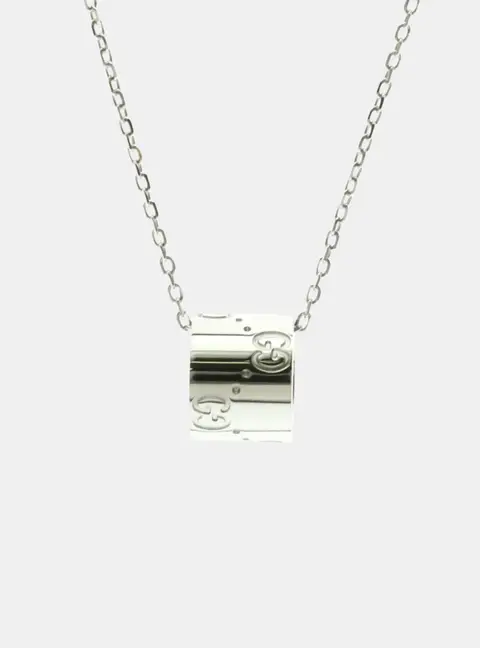 Gucci 18K White Gold Icon Pendant Necklace