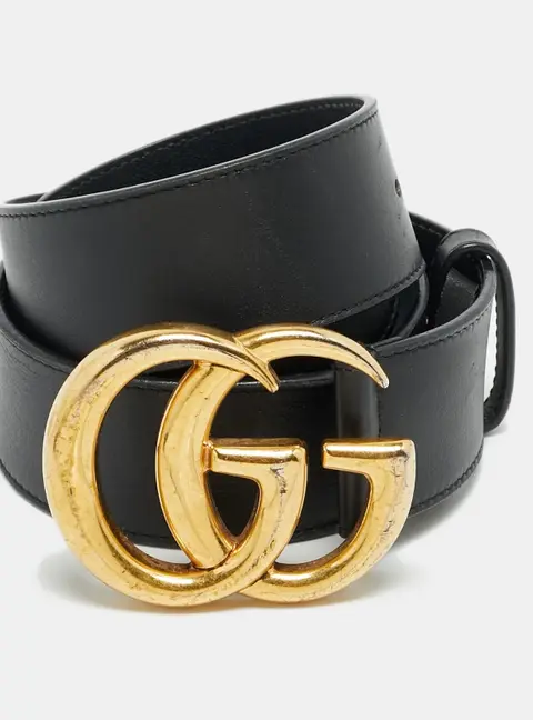 Gucci GG Marmont 75 CM Buckle Belt Black Leather