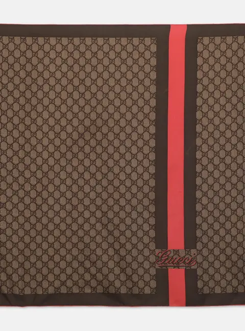 Gucci Brown/Pink GG Print Silk Vintage Web Scarf