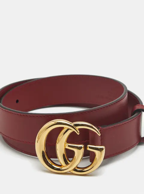 Gucci GG Marmont 70 CM Buckle Belt Red Leather