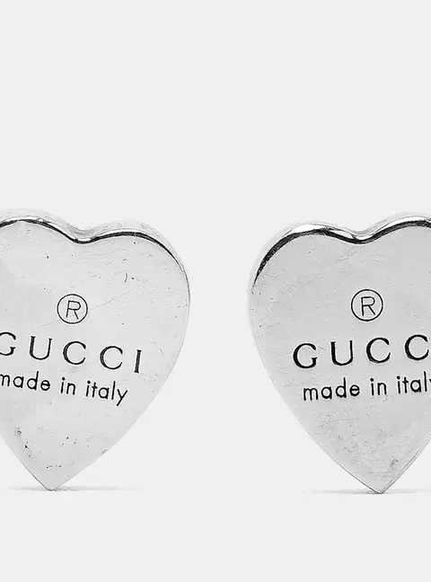 Gucci Sterling Silver Heart Stud Earrings