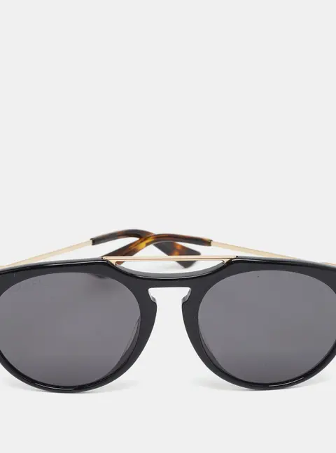 Gucci Black/Gold Tone GG0320S Frame Round Sunglasses