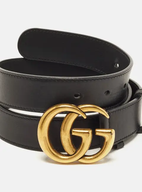 Gucci GG Marmont 80CM Buckle Belt Black Leather