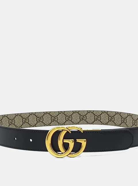 Gucci GG Marmont Black Leather Reversible Belt (659417)