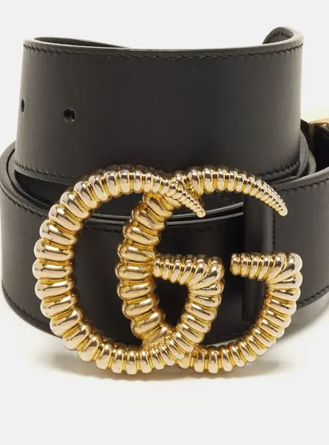Gucci GG Marmont Torchon 85 CM Buckle Belt Black Leather