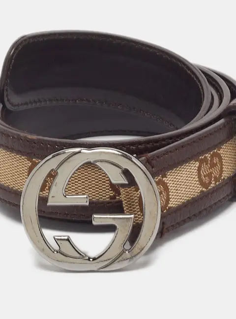 Gucci Interlocking G 90CM Brown/Beige GG Canvas and Leather