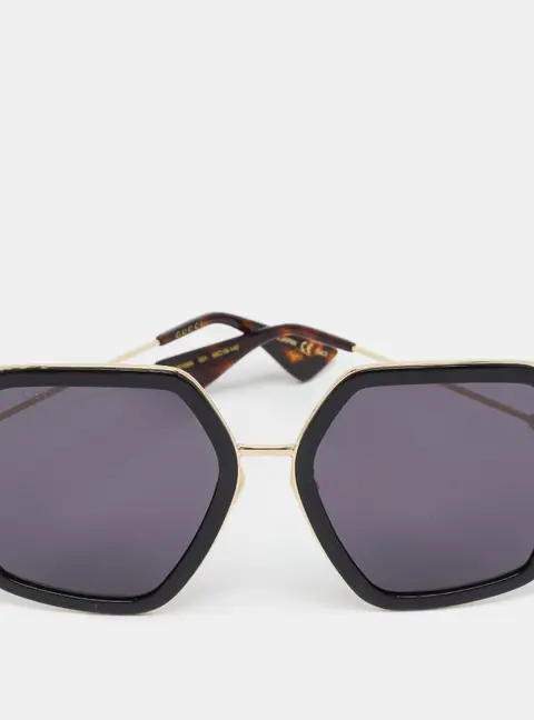 Gucci Black/Gold Tone GG0106S Oversized Sunglasses