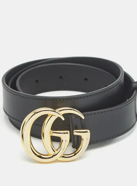 Gucci GG Marmont 85 CM Buckle Belt Black Leather